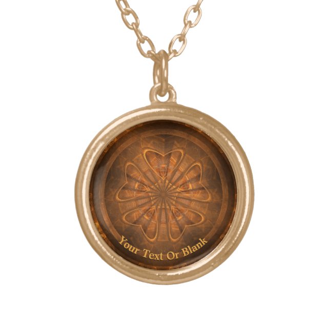 Fractal Wood Carving Gold Plated Necklace (Front)