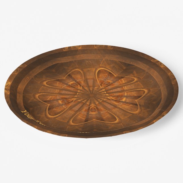Fractal Wood Carving Paper Plates (Angled)