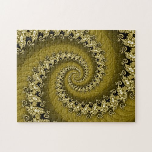 Fractal Yellow Double Spiral Puzzle