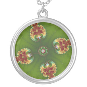 Fractalbug Picnic - Fractal Art Silver Plated Necklace