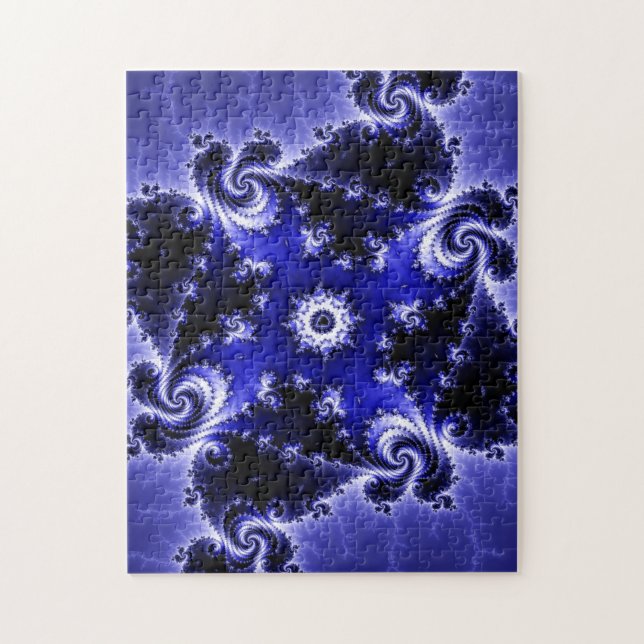 "Fractality Of Ages" Blue Fractal Jigsaw Puzzle (Vertical)