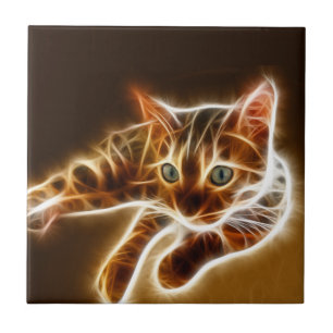 Fractalius Bengal Cat Ceramic Tile