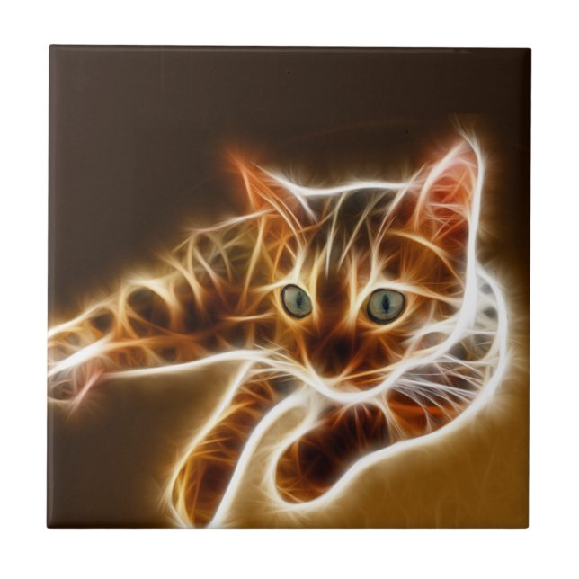 Fractalius Bengal Cat Ceramic Tile (Front)