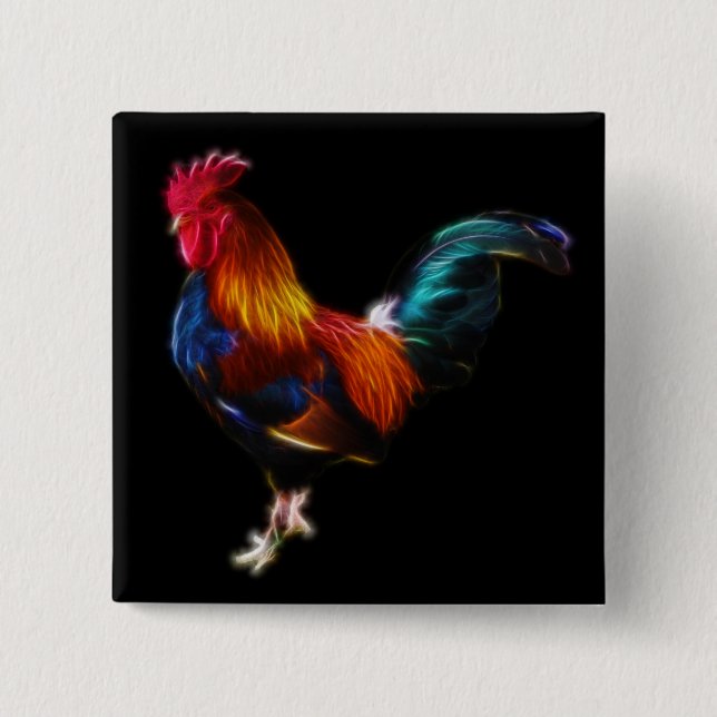 Fractalius Leghorn Rooster Button (Front)
