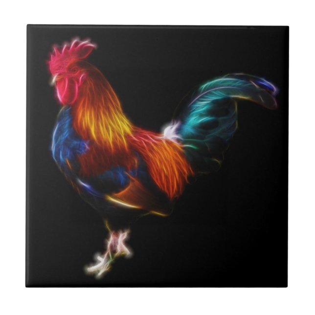 Fractalius Leghorn Rooster Tile (Front)