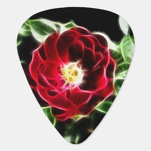 Fractalius red rose guitar pick