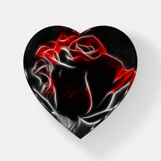 Fractalius Red Rose  Paperweight (Front)