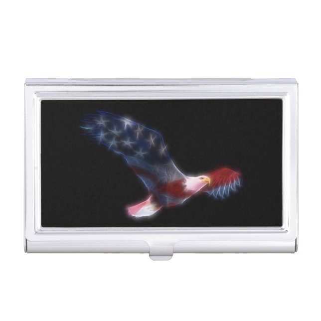 Fractalized Bald Eagle Business Card Holder (Front)