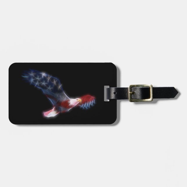 Fractalized Bald Eagle Luggage Tag (Front Horizontal)