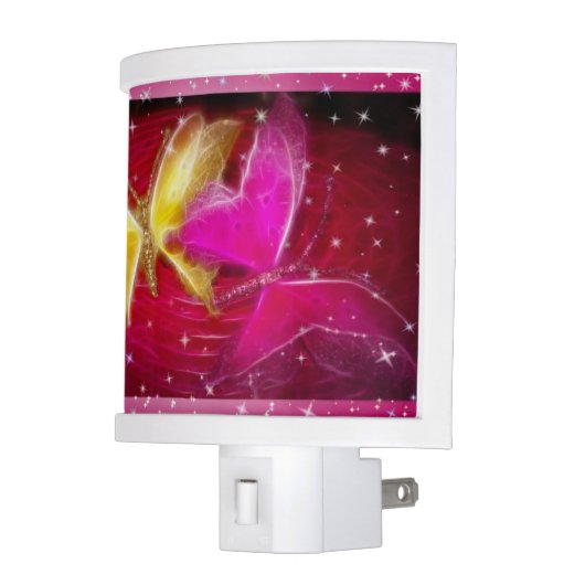 Fractalized Butterflies with Stars Night Light (Left)