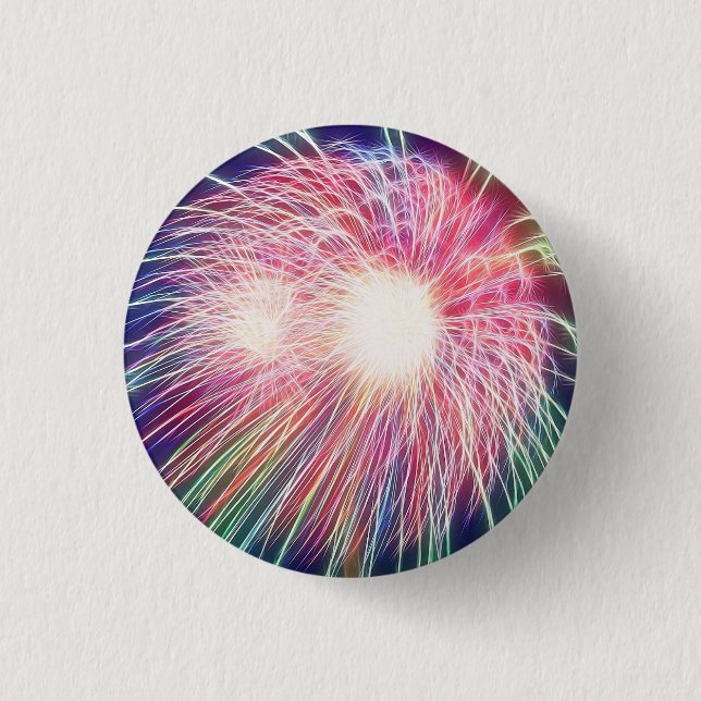 Fractalized Fireworks Pinback Button (Front)