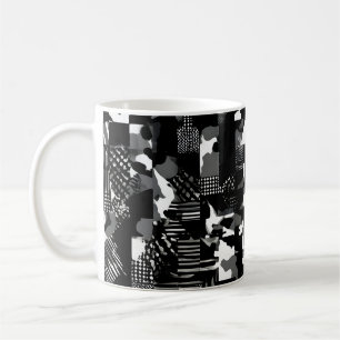 "Fractura" - Black White Camouflage Pattern Coffee Mug