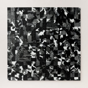 "Fractura" - Black White Camouflage Pattern Jigsaw Puzzle