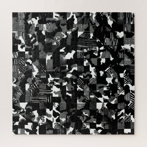 "Fractura" - Black White Camouflage Pattern  Jigsaw Puzzle