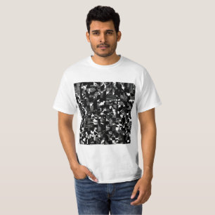 "Fractura" - Black White Camouflage Pattern T-Shirt