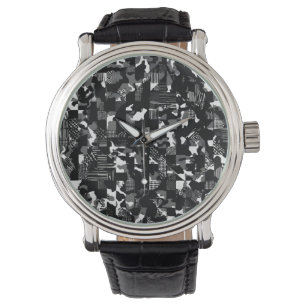 "Fractura" - Black White Camouflage Pattern  Watch