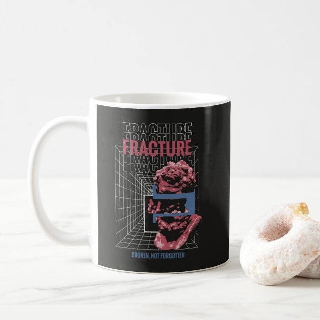 Fracture - Brutalist Streetwear Design Coffee Mug (With Donut)