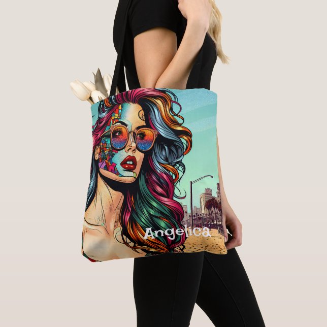 Fractured Art | Abstract Woman at Beach Tote Bag (Close Up)