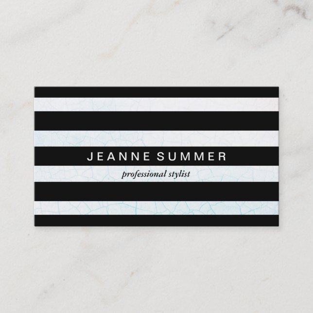 Fractured Colorful Black Stripes Contemporary Business Card (Front)