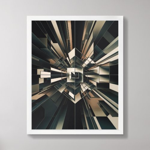 Fractured Dimensions A Geometric Illusion Framed Art