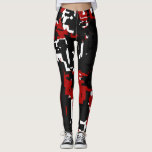 Fractured Leggings<br><div class="desc">red black and white abstract leggings</div>