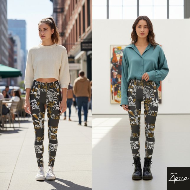 Fractured Maze Abstract Geometric Pattern Leggings (Creator Uploaded)