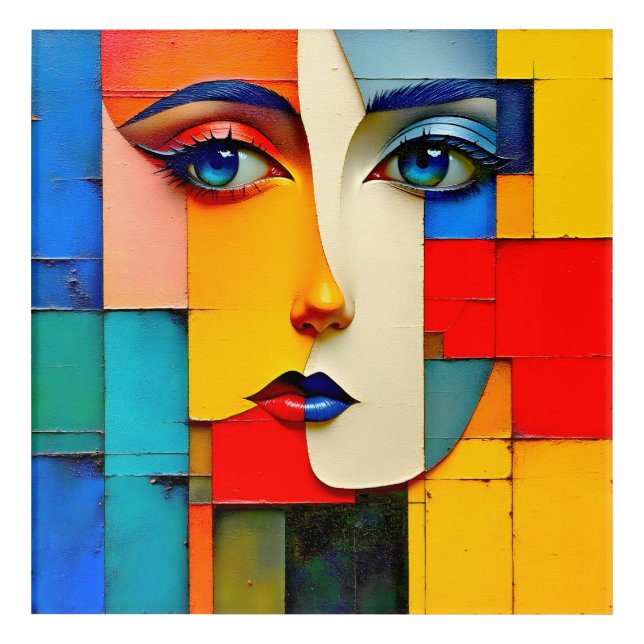 "Fractured Realities" – An Abstract Portrait Acrylic Print (Front)