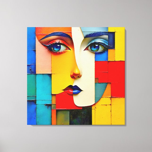 "Fractured Realities" – An Abstract Portrait Canvas Print (Front)