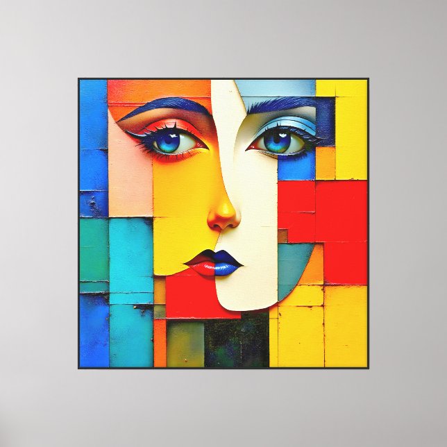 "Fractured Realities" – An Abstract Portrait Canvas Print (Front)
