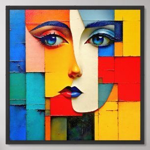 "Fractured Realities" – An Abstract Portrait Framed Art