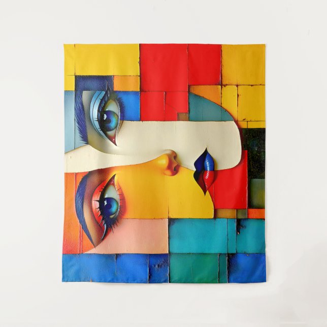 "Fractured Realities" – An Abstract Portrait Tapestry (Front)