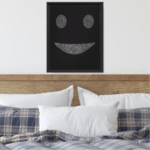 Fractured Smile – Minimal Dark Abstract Face Art Canvas Print