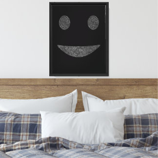 Fractured Smile – Minimal Dark Abstract Face Art Canvas Print