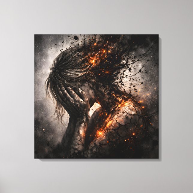 Fractured Soul: Internal Anguish Square Canvas Print (Front)