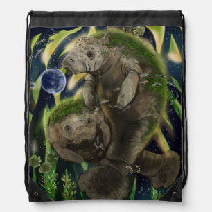 Fragile Balance Manatees  Drawstring Bag