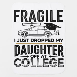 Fragile College Drop-Off Design with Car Illustrat Baby Blanket