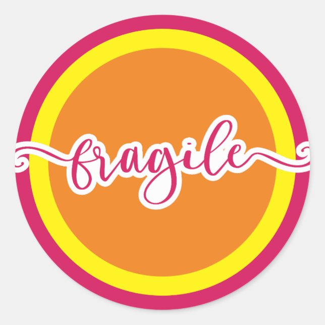 Fragile - custom colors classic round sticker (Front)