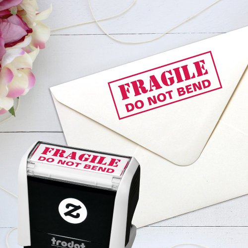 Fragile Do Not Bend Custom Framed Text Self_inking Stamp