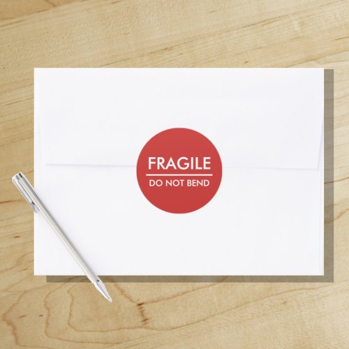 Fragile  Do Not Bend Red Bold Mailing Classic Round Sticker
