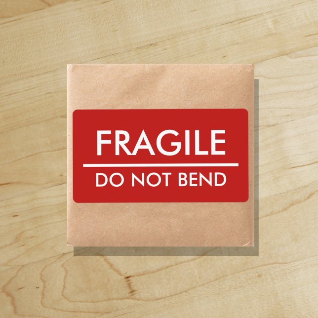 Fragile / Do Not Bend Red Bold Mailing Label ("Everyday is abundantly beautiful." 
Sincerely Best Wishes from Lucky Design World)