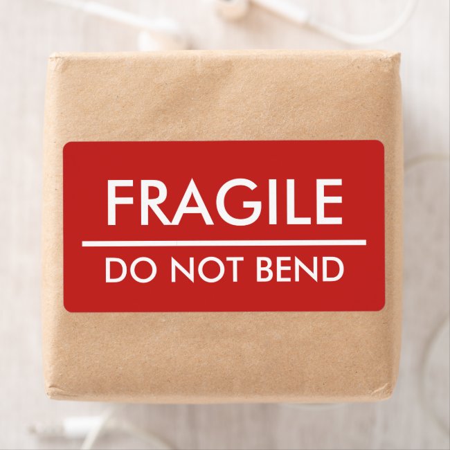Fragile / Do Not Bend Red Bold Mailing Label