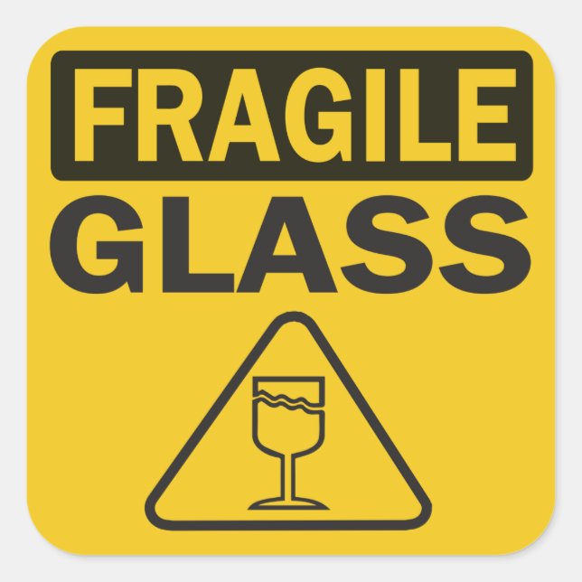 Fragile Glass shipping or mailing Square Sticker (Front)