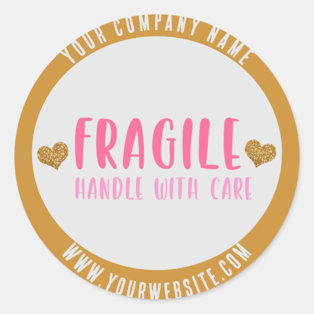Fragile Handle with Car Custom Business Classic Round Sticker (Front)