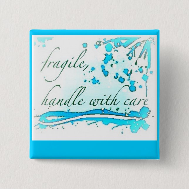 fragile handle with care badge/button/pin pinback button (Front)