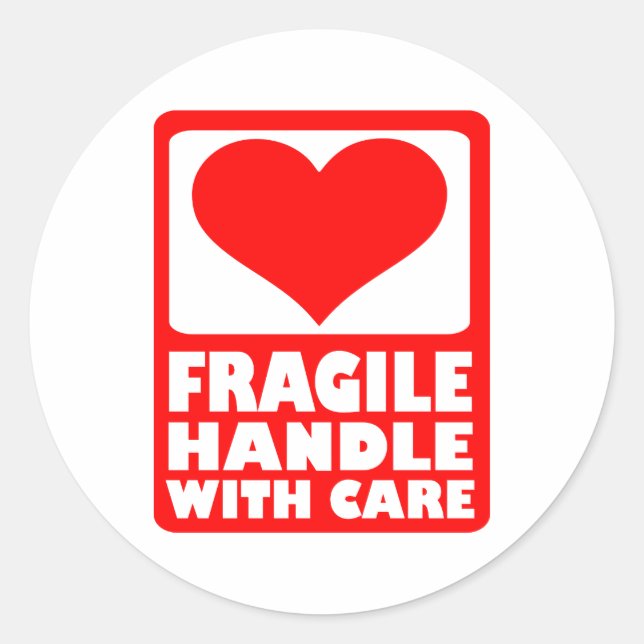 Fragile handle with care classic round sticker (Front)
