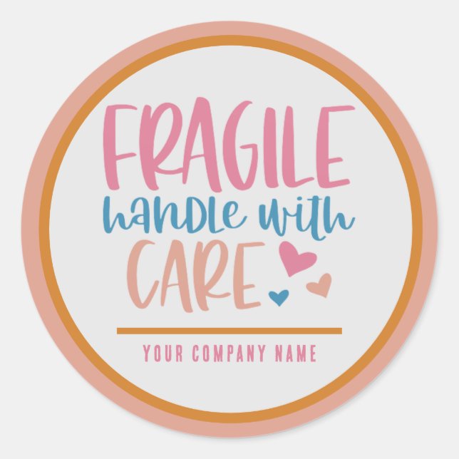 Fragile Handle With Care Custom Classic Round Sticker (Front)