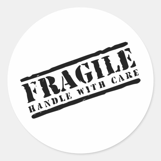 Fragile Handle with Care design Classic Round Sticker (Front)
