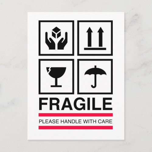 Fragile Handle with care graphic label design Postcard