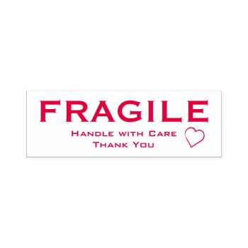 Fragile Handle With Care - Heart Accent  Red Stamp by FridaBarlowDesign at Zazzle