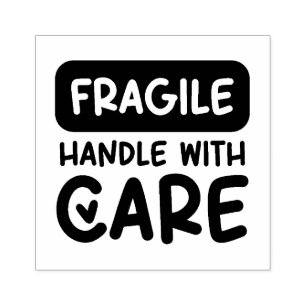 FRAGILE Handle With Care Heart Rubber Stamp